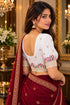 White Lycra Readymade Embroidered Blouse For Women