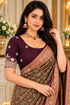 Wine Lycra Readymade Embroidered Blouse For Women