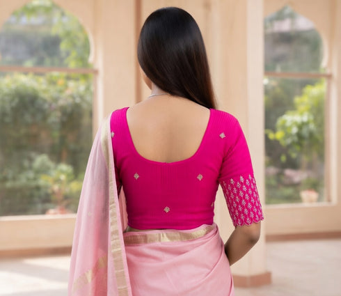 Rajnandini Women's Lycra Embroidered Readymade Blouse(BL6197PINK0426)