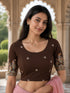 Rajnandini Women's Lycra Embroidered Readymade Blouse(BL6207BROWN0426)