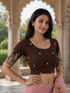 Rajnandini Women's Lycra Embroidered Readymade Blouse(BL6207BROWN0426)