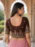 Rajnandini Women's Lycra Embroidered Readymade Blouse(BL6207BROWN0426)