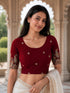 Rajnandini Women's Lycra Embroidered Readymade Blouse(BL6207MAROON0426)