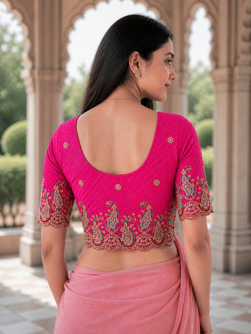 Rajnandini Women's Lycra Embroidered Readymade Blouse(BL6207PINK0426)