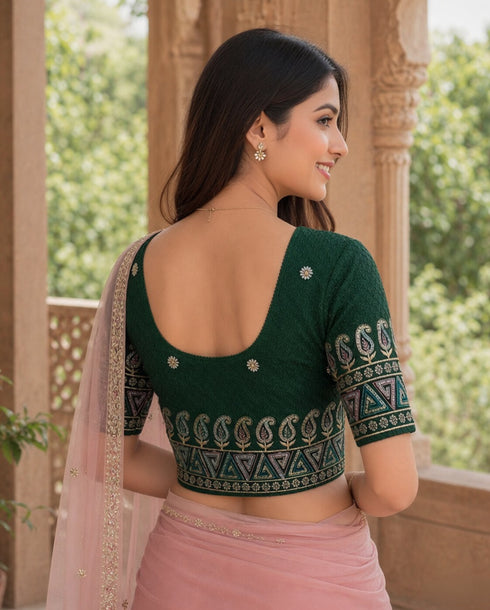 Rajnandini Women's Lycra Embroidered Readymade Blouse(BL6208GREEN0426)
