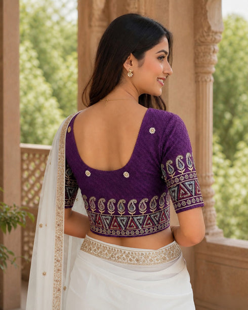 Rajnandini Women's Lycra Embroidered Readymade Blouse(BL6208PURPLE0426)