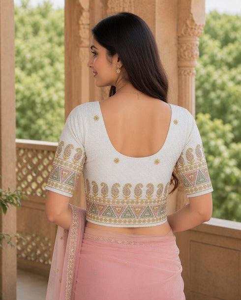 Rajnandini Women's Lycra Embroidered Readymade Blouse(BL6208WHITE0426)