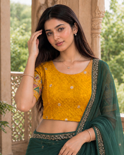 Rajnandini Women's Lycra Embroidered Readymade Blouse(BL6208YELLOW0426)