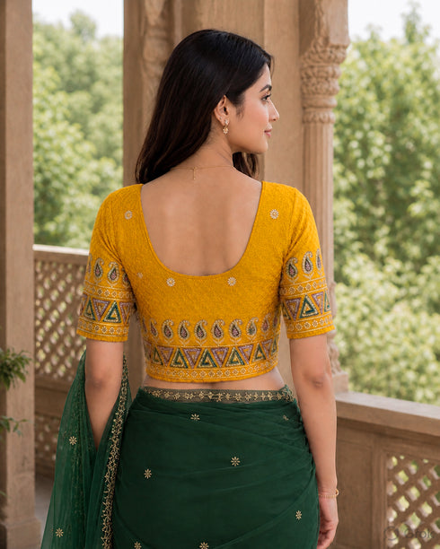 Rajnandini Women's Lycra Embroidered Readymade Blouse(BL6208YELLOW0426)