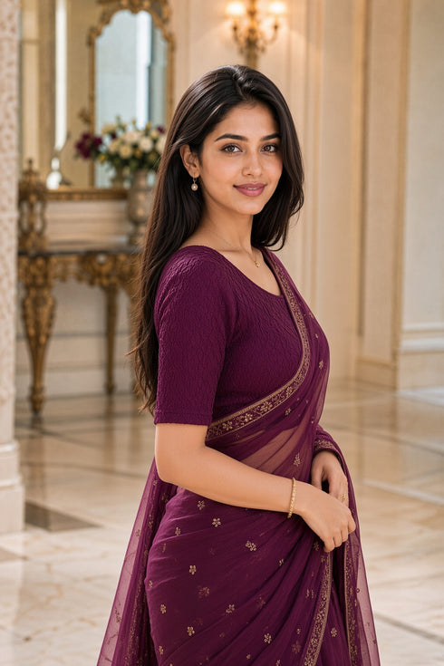 Rajnandini Women's Lycra Solid Readymade Blouse(BL6210WINE0826)