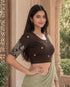 Rajnandini Women's Lycra Embroidered Readymade Blouse(BL6213BROWN0426)