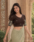 Rajnandini Women's Lycra Embroidered Readymade Blouse(BL6213BROWN0426)