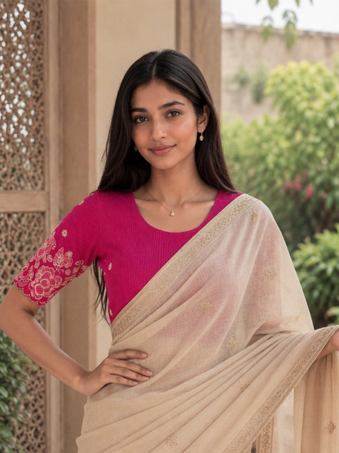 Rajnandini Women's Lycra Embroidered Readymade Blouse(BL6213PINK0426)