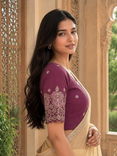 Rajnandini Women's Lycra Embroidered Readymade Blouse(BL6213ROSEPINK0426)