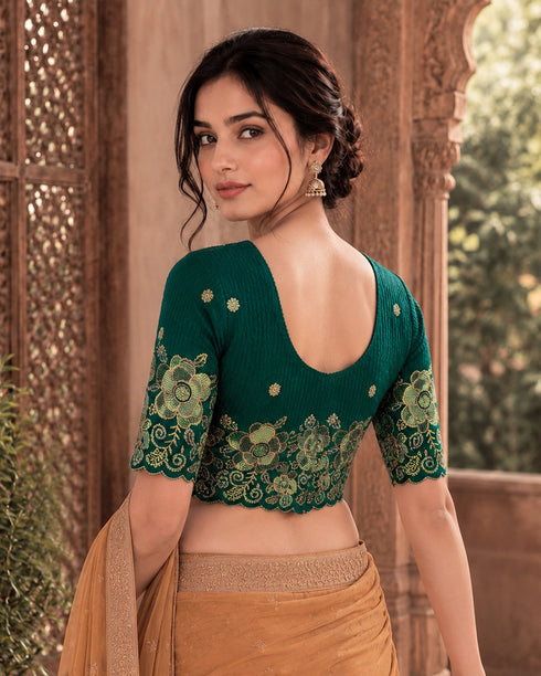 Rajnandini Women's Lycra Embroidered Readymade Blouse(BL6213TEAL0426)