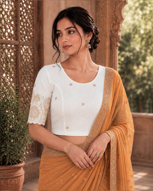 Rajnandini Women's Lycra Embroidered Readymade Blouse(BL6213WHITE0426)