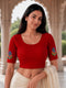 Rajnandini Women's Lycra Embroidered Readymade Blouse(BL6221RED0626)