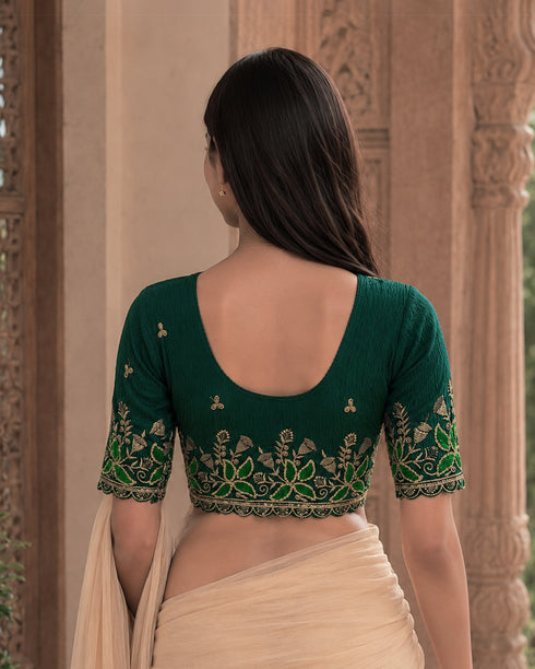 Rajnandini Women's Lycra Embroidered Readymade Blouse(BL6224GREEN0626)