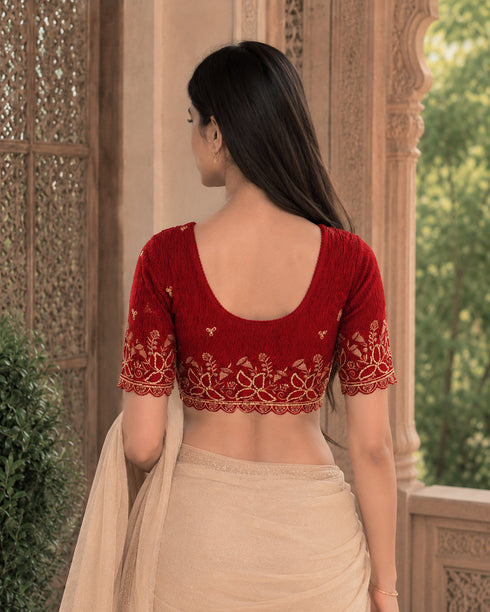 Rajnandini Women's Lycra Embroidered Readymade Blouse(BL6224RED0626)