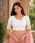 White Lycra Readymade Embroidered Blouse For Women