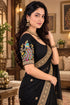 Black Lycra Readymade Embroidered Blouse For Women