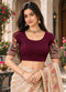 Maroon Lycra Readymade Embroidered Blouse For Women