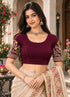 Maroon Lycra Readymade Embroidered Blouse For Women
