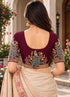 Maroon Lycra Readymade Embroidered Blouse For Women