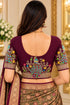 Wine Lycra Readymade Embroidered Blouse For Women