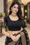 Black Lycra Readymade Embroidered Blouse For Women