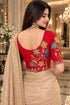 Red Lycra Readymade Embroidered Blouse For Women