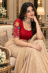 Red Lycra Readymade Embroidered Blouse For Women