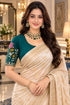 Teal Lycra Readymade Embroidered Blouse For Women