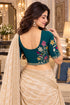 Teal Lycra Readymade Embroidered Blouse For Women