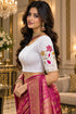 White Lycra Readymade Embroidered Blouse For Women
