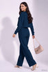 Teal Blue Lycra Solid Oversized Strachable Coords Set