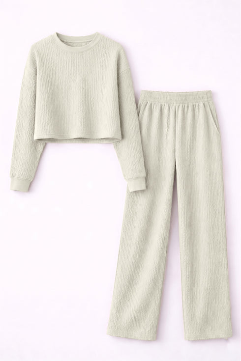 OffWhite Lycra Solid Oversized Strachable Coords Set