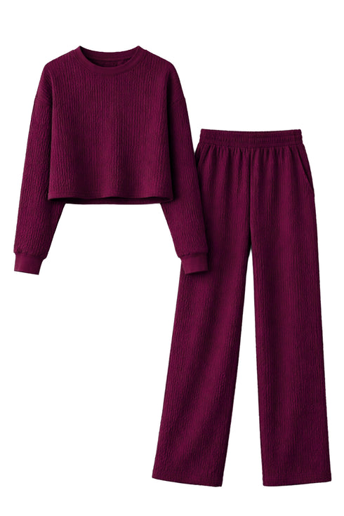 Wine Lycra Solid Oversized Strachable Coords Set