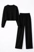 Black Lycra Solid Oversized Strachable Coords Set