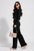 Black Lycra Solid Oversized Strachable Coords Set