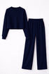 Blue Lycra Solid Oversized Strachable Coords Set