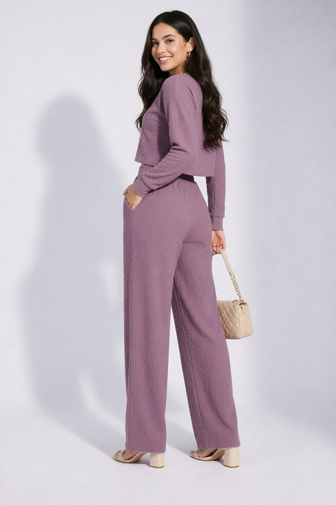 Pink Lycra Solid Oversized Strachable Coords Set