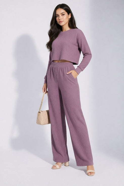 Pink Lycra Solid Oversized Strachable Coords Set