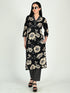 Black Cotton Blend  Floral Block Printed Kurta & Pant With Dupatta
