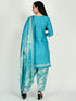 Turquoise Cotton Blend Printed Ready to Wear Patiala Salwar Suit