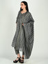 Grey & Black Cotton Blend Floral Block Printed Kurta & Pant With Dupatta