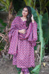 Women's Wine & Beige Cotton Blend Embroidered A-Line Kurta & Pant With Dupatta