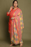 Peach Cotton Blend Printed Ready to Wear Patiala Salwar Suit