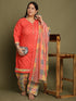 Peach Cotton Blend Printed Plus Size Ready to Wear Patiala Salwar Suit