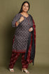 Grey Cotton Blend Printed Plus Size Ready to Wear Patiala Salwar Suit